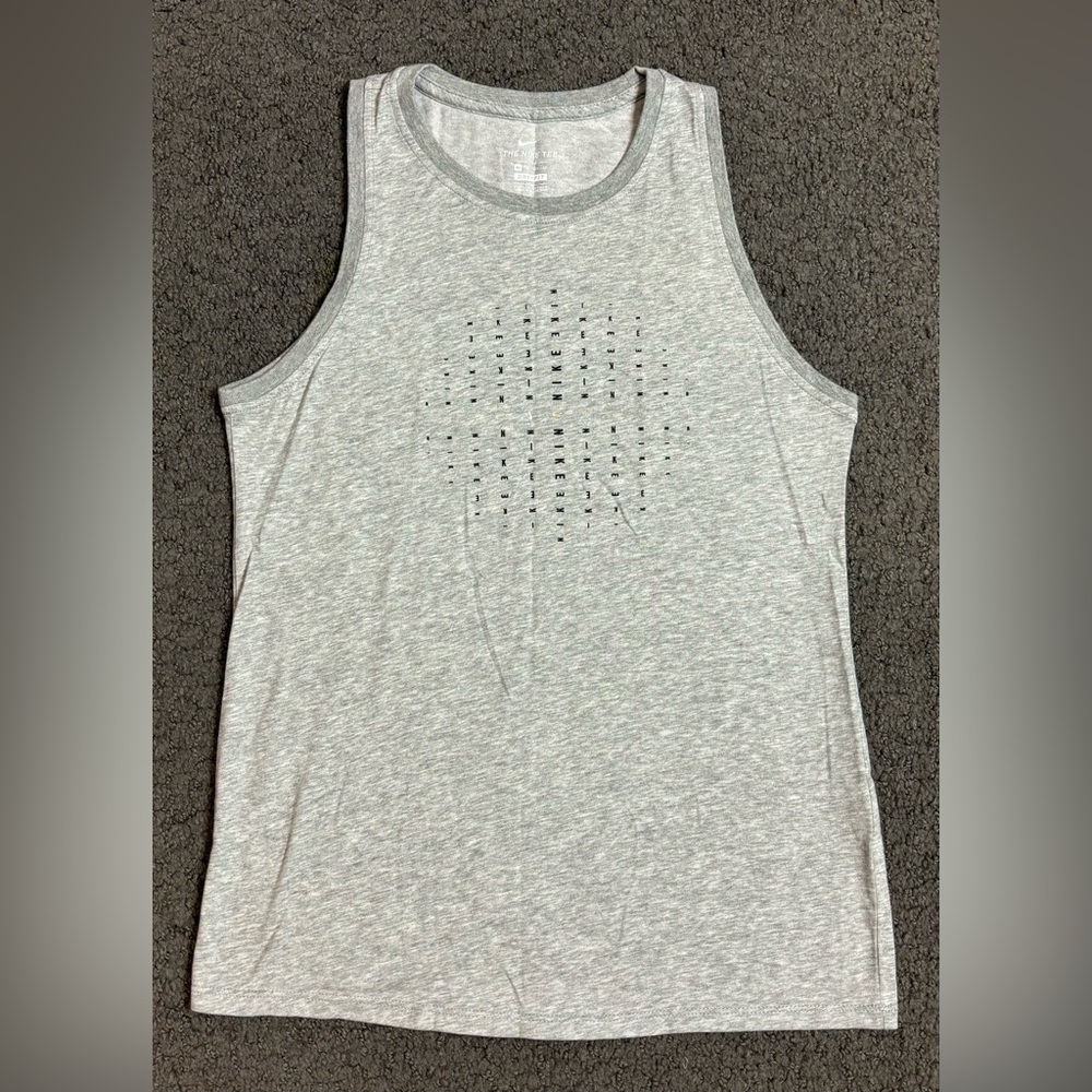The Nike Tee Dri-Fit Gray Tank Top Print Go Black Gold Size XS